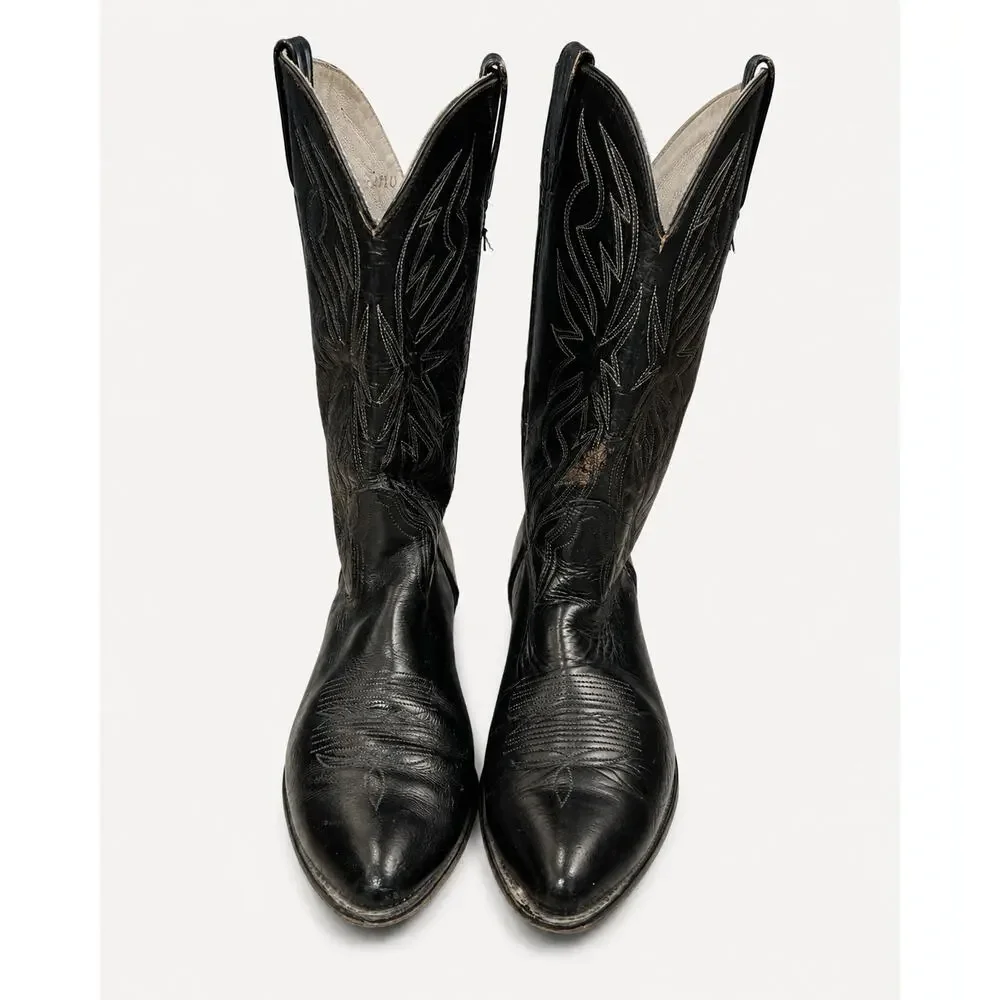 Vintage 1979 Acme 4710 Black Leather Cowboy Western Boots SIZE 11 D